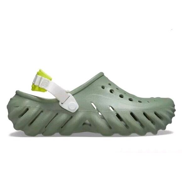 CROCS Men\'s Olive Sandals with White and Lime Accents main image 7